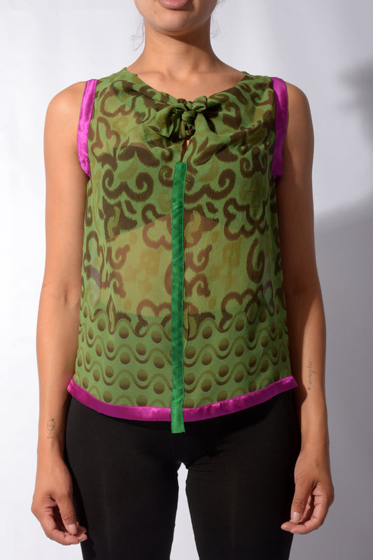 Silk Georgette Print Knot Top